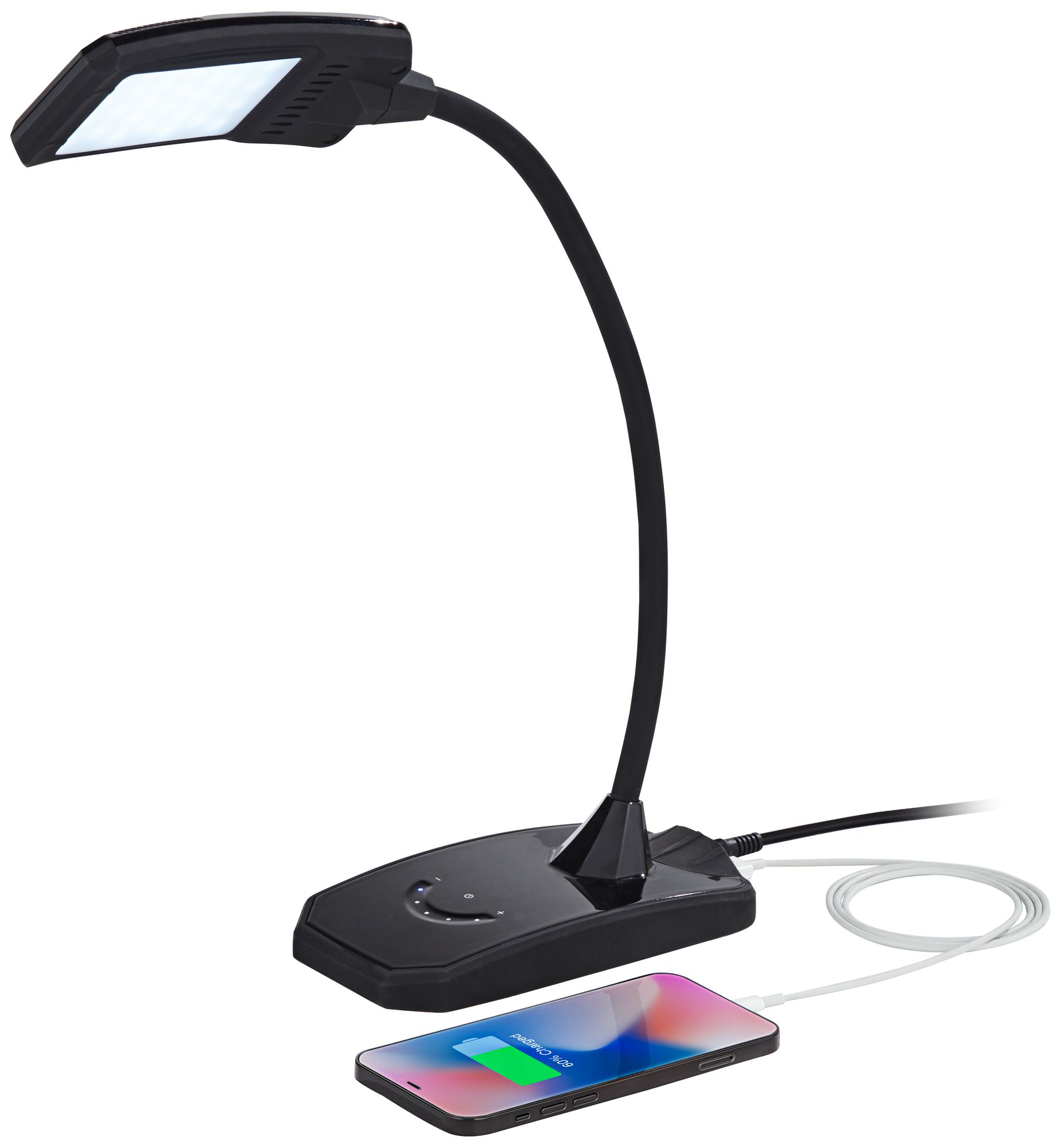 Image 4 Possini Euro Ricky Black Modern Flex Arm Gooseneck LED Light USB Desk Lamp more views