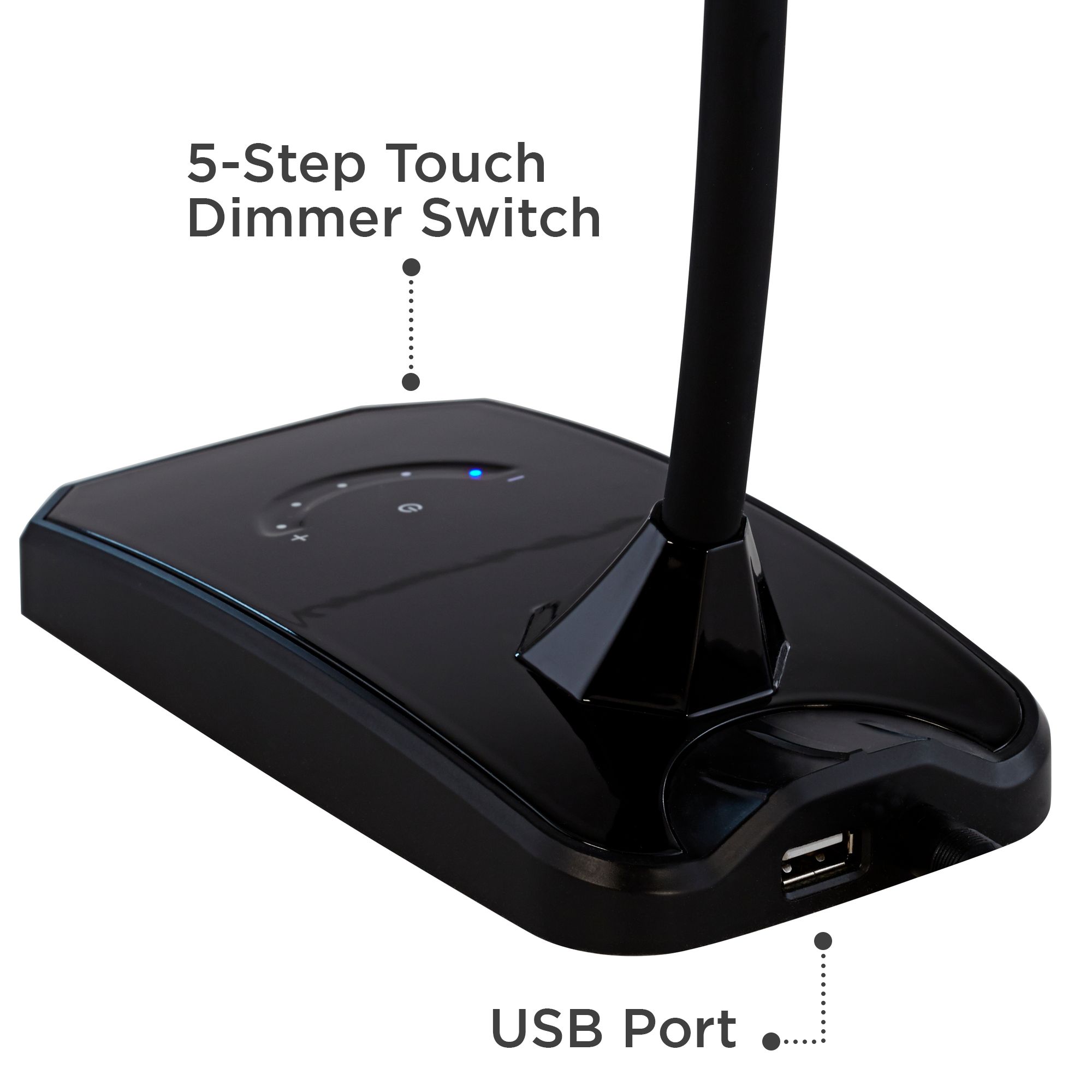 Image 6 Possini Euro Ricky Black Modern Flex Arm Gooseneck LED Light USB Desk Lamp more views