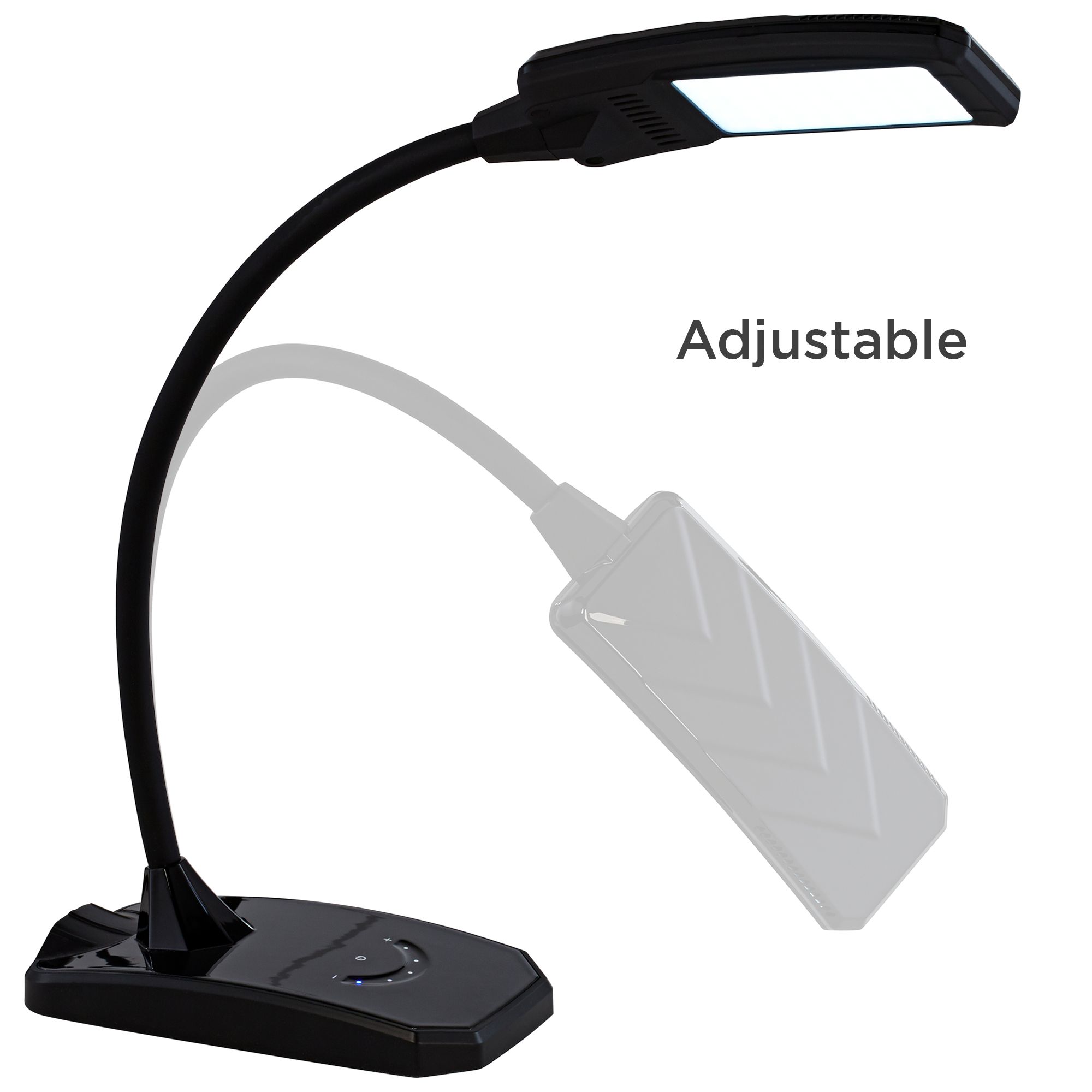 Possini Euro Ricky Black Modern Flex Arm Gooseneck LED Light USB Desk Lamp in scene
