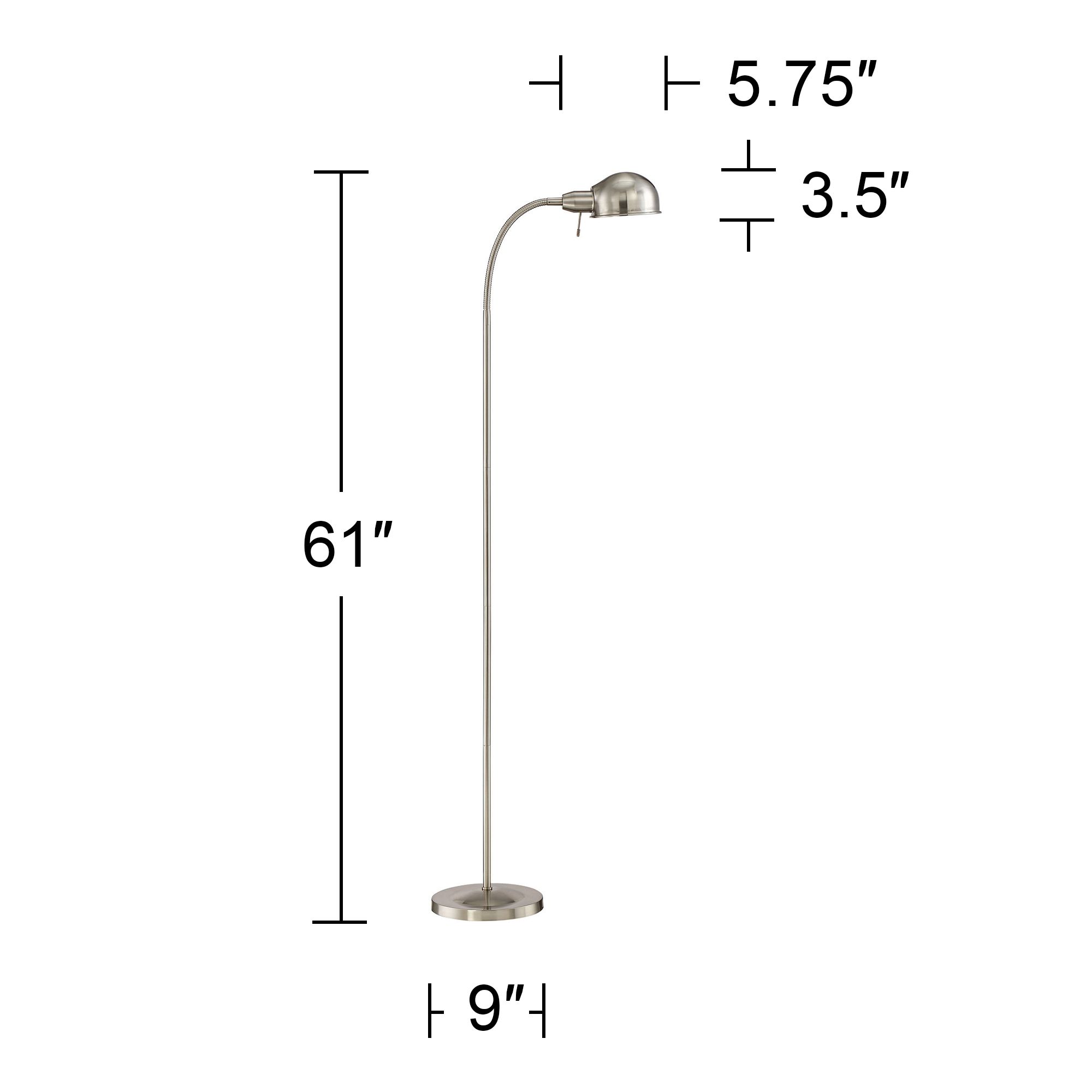 Possini Euro Ridley 61" Nickel Gooseneck Floor Lamp with USB Dimmer