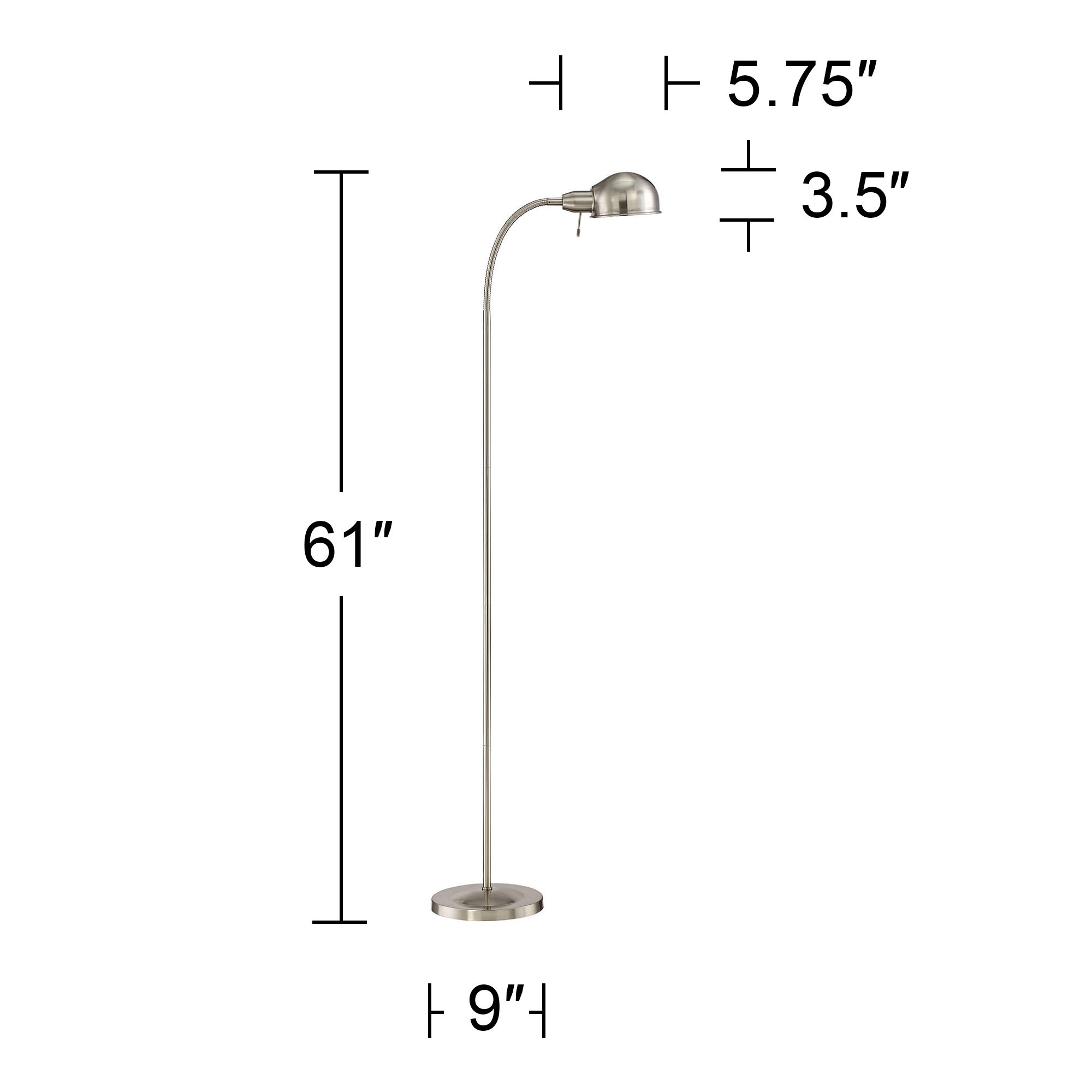 Image 7 Possini Euro Ridley 61" Satin Nickel Modern Gooseneck Floor Lamp more views