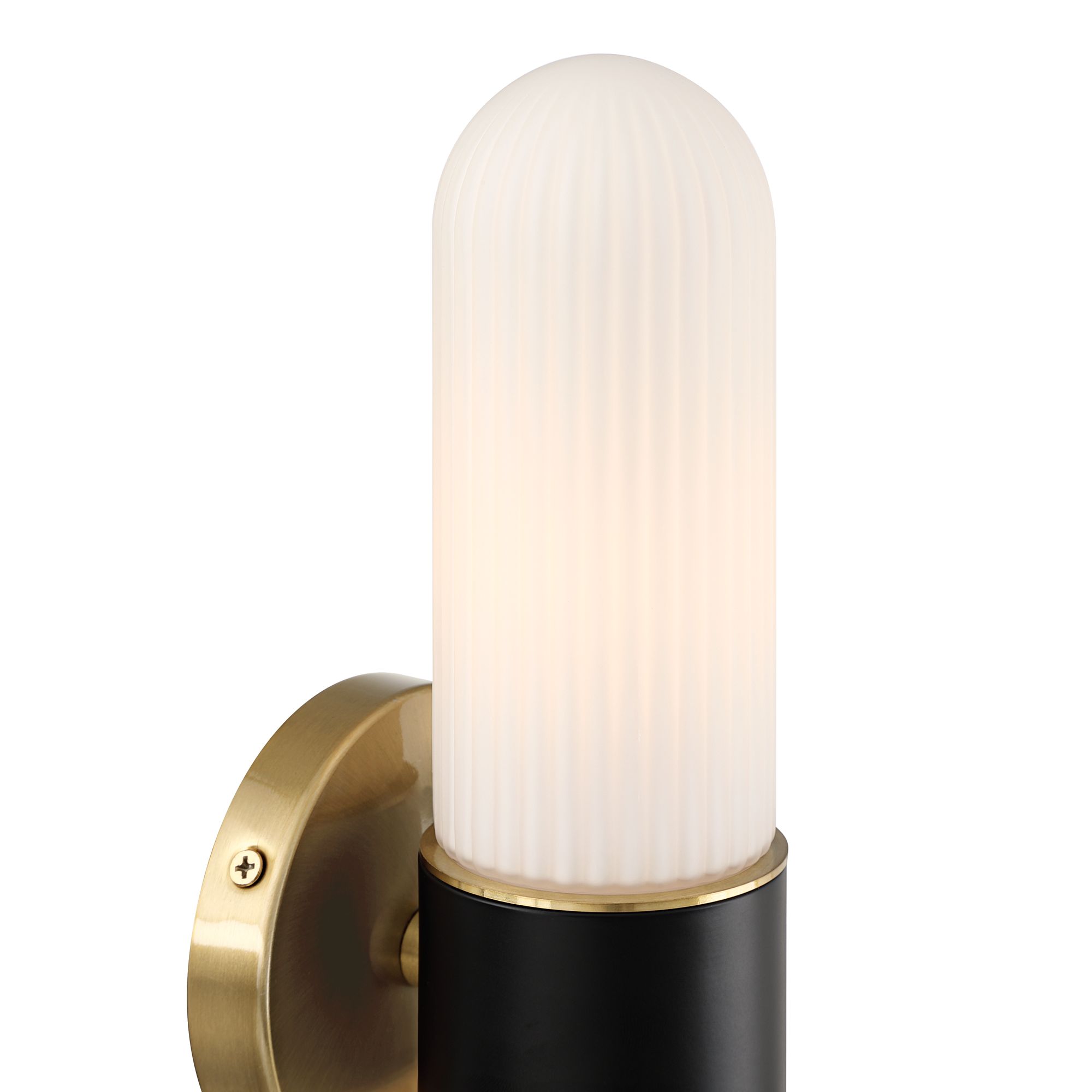 Image 3 Possini Euro Riegel 15"H Black Gold Fluted Glass 2-Light Wall Sconce more views
