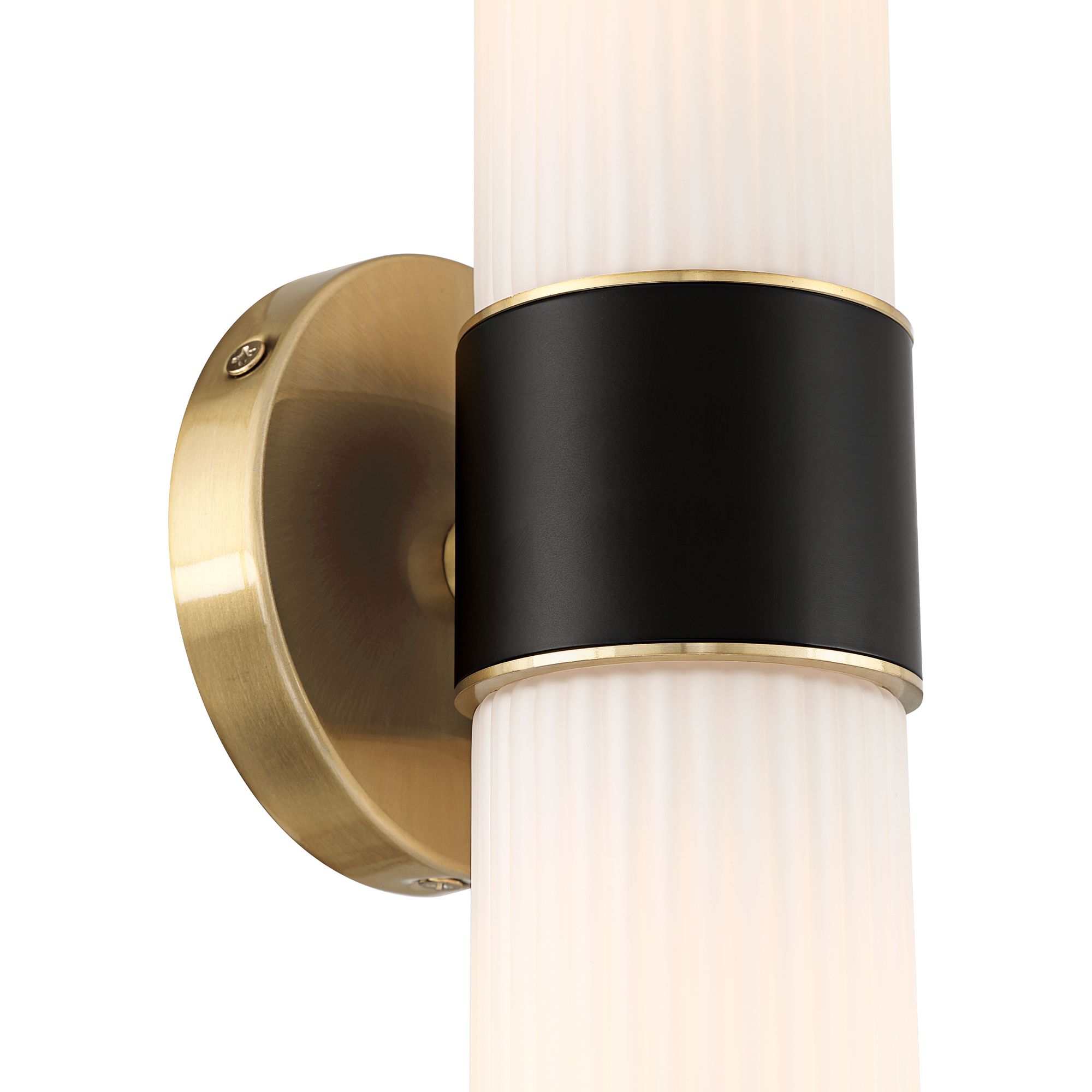 Image 4 Possini Euro Riegel 15"H Black Gold Fluted Glass 2-Light Wall Sconce more views
