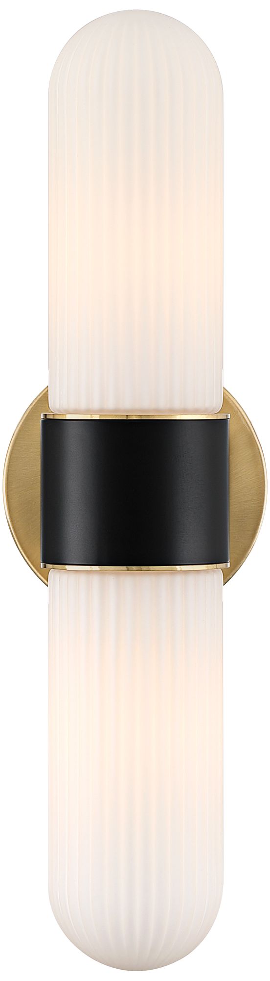 Image 5 Possini Euro Riegel 15"H Black Gold Fluted Glass 2-Light Wall Sconce more views