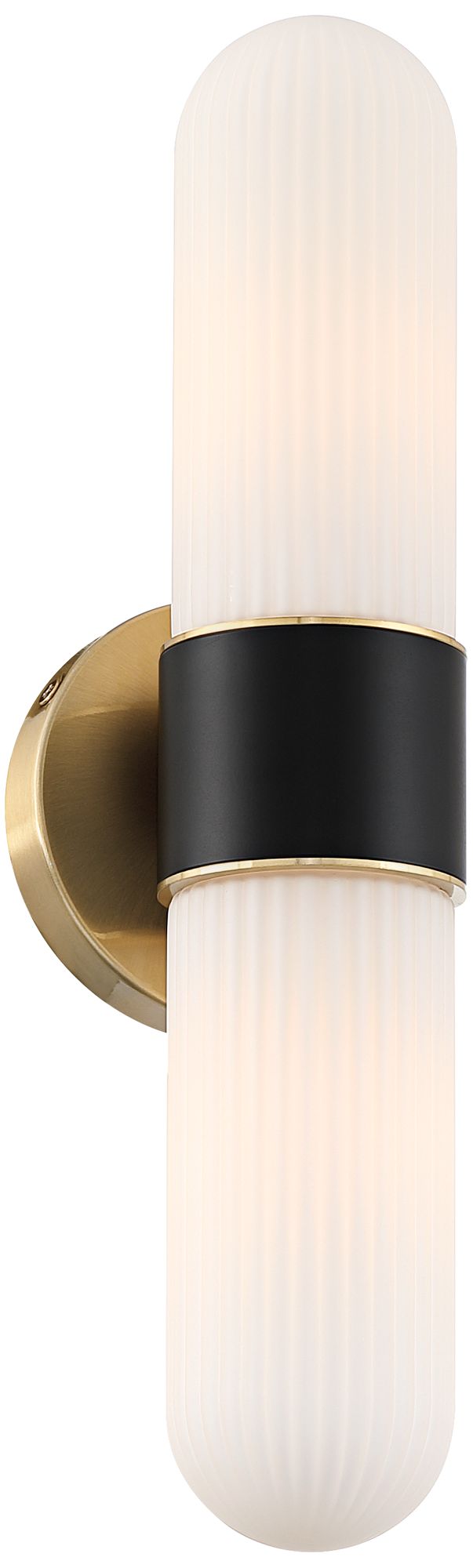 Image 6 Possini Euro Riegel 15"H Black Gold Fluted Glass 2-Light Wall Sconce more views