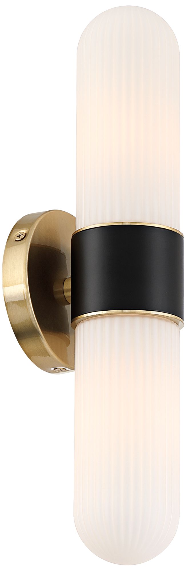 Image 7 Possini Euro Riegel 15"H Black Gold Fluted Glass 2-Light Wall Sconce more views