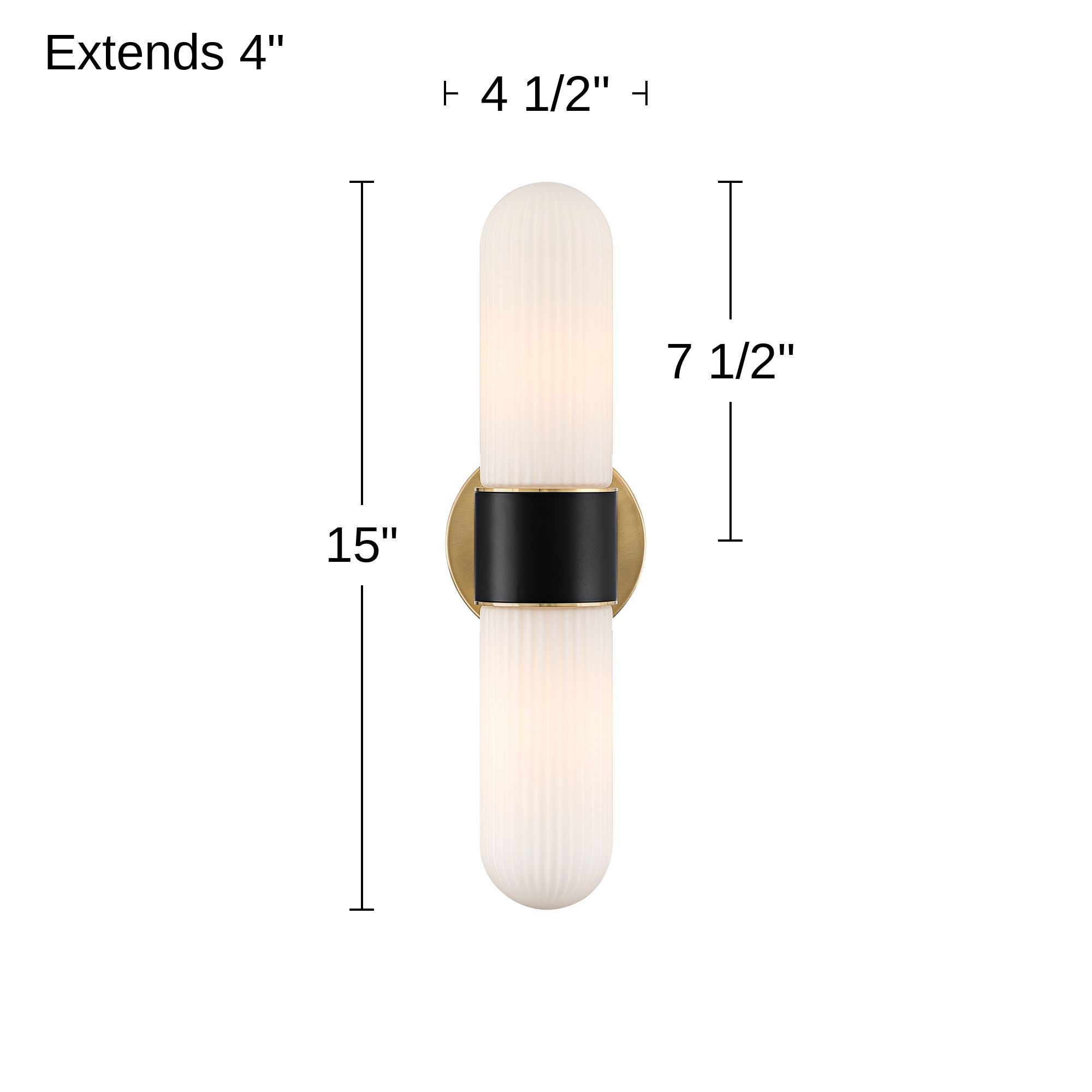 Possini Euro Riegel 15"H Black Gold Fluted Glass 2-Light Wall Sconce