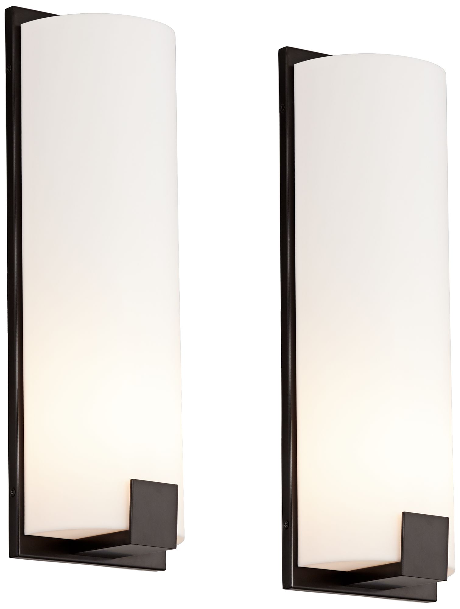 Image Possini Euro Rigdon 19 1/2"H Bronze & White Wall Sconce Set of 2
