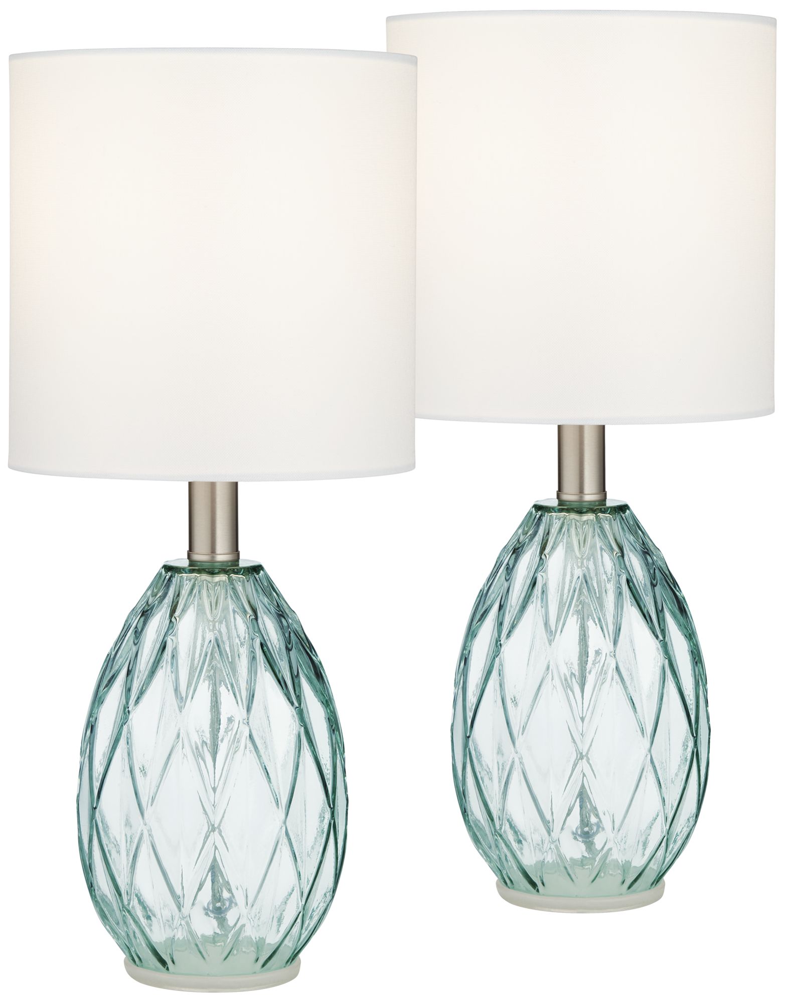 Image 3 Possini Euro Rita 14 3/4" Blue-Green Glass Accent Table Lamps Set of 2