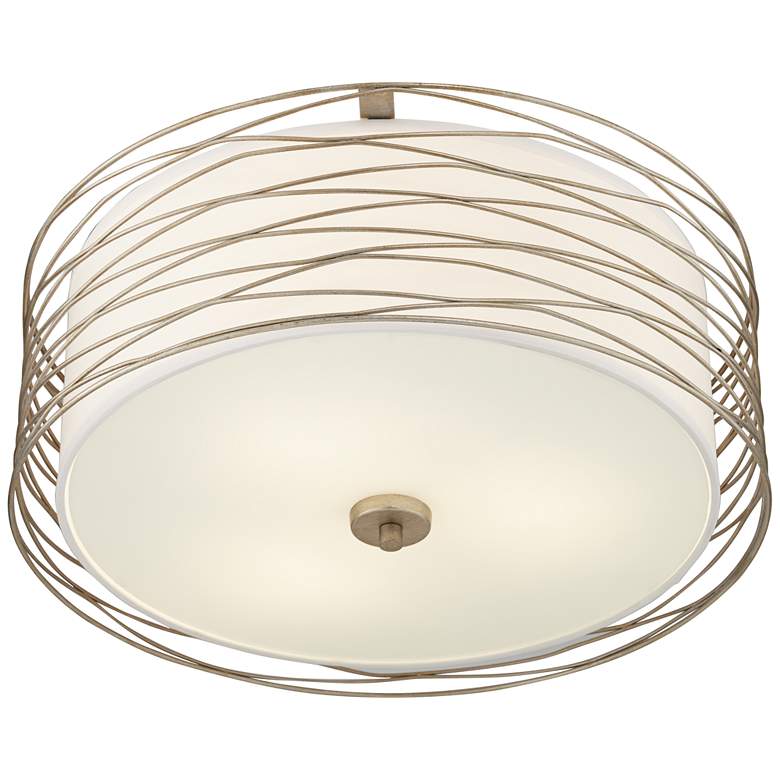 Image 6 Possini Euro Rivulet 18" Wide Spun Silver Metal Ceiling Light more views