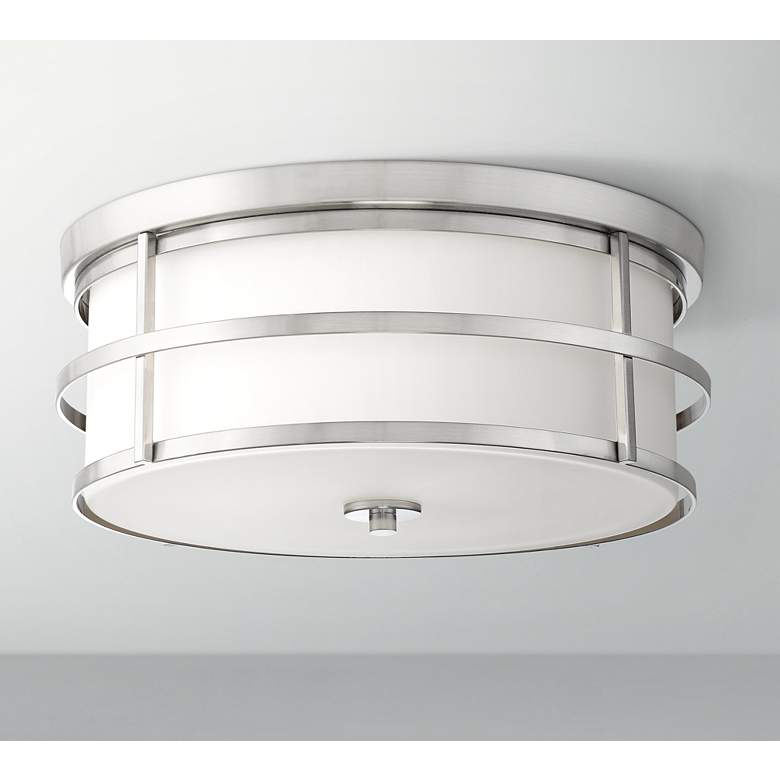 Image 1 Possini Euro Robbe 15" Wide Brushed Nickel Ceiling Light