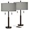 Possini Euro Robbie 25 1/2" Gray and Bronze USB Table Lamps Set of 2
