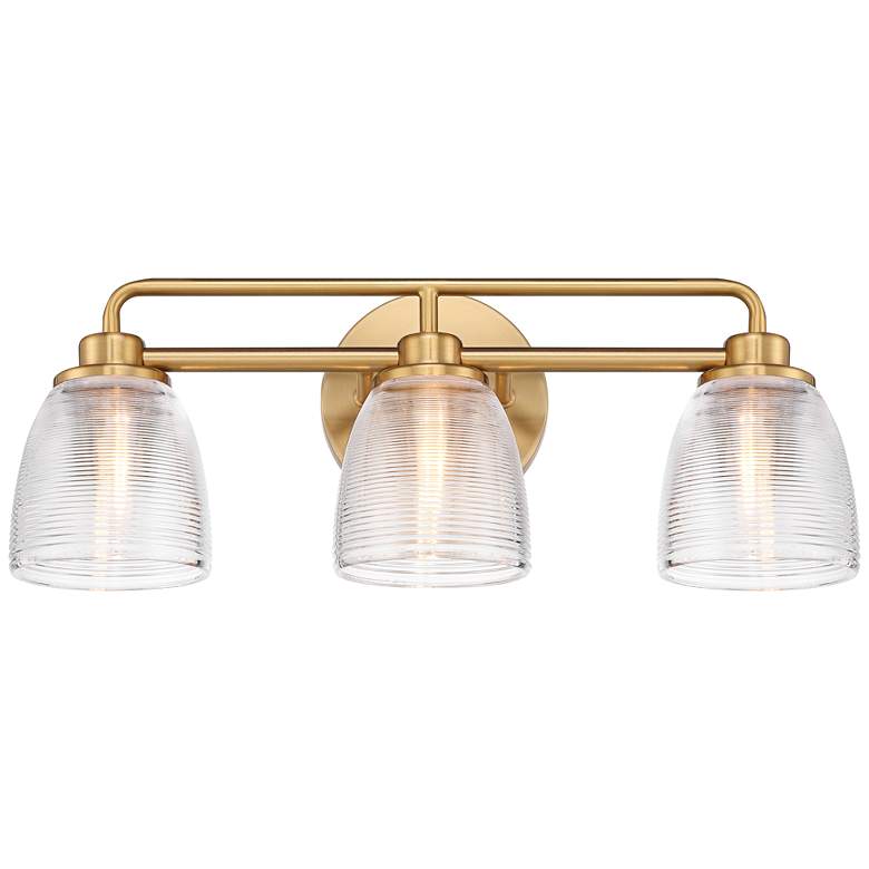 Image 2 Possini Euro Robyn 21 1/2 inch Wide 3-Light Glass and Gold Bath Fixture