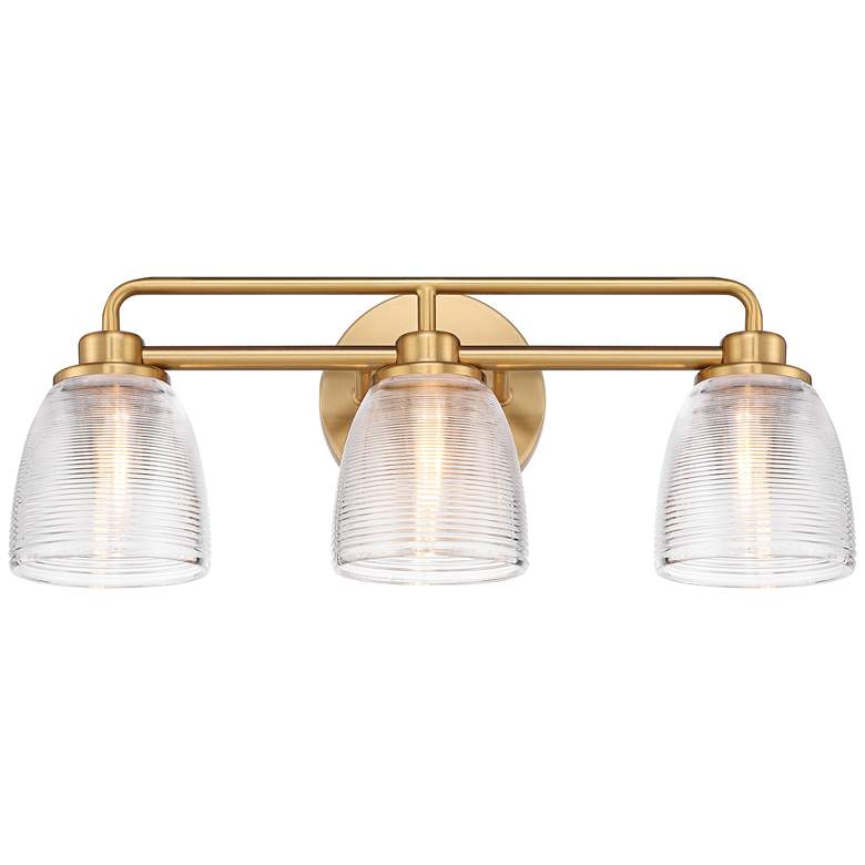Image 2 Possini Euro Robyn 21 1/2" Wide 3-Light Glass and Gold Bath Fixture