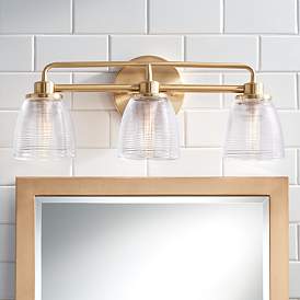 Image1 of Possini Euro Robyn 21 1/2" Wide 3-Light Glass and Gold Bath Fixture