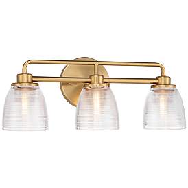 Image4 of Possini Euro Robyn 21 1/2" Wide 3-Light Glass and Gold Bath Fixture more views