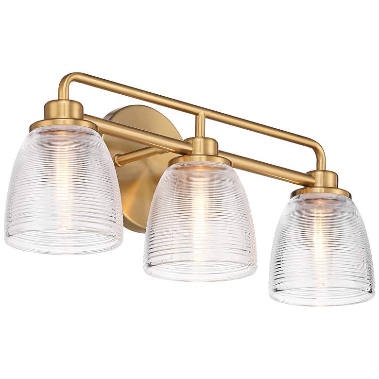 Image 6 Possini Euro Robyn 21 1/2" Wide 3-Light Glass and Gold Bath Fixture more views