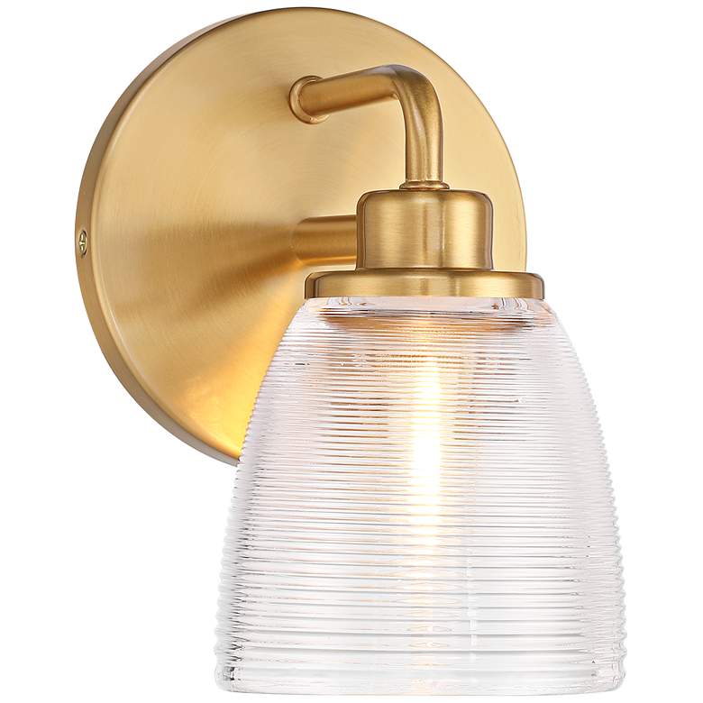 Image 2 Possini Euro Robyn 8 1/2" High Striped Glass and Gold Wall Sconce