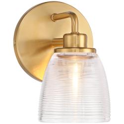 Possini Euro Robyn 8 1/2&quot; High Striped Glass and Gold Wall Sconce