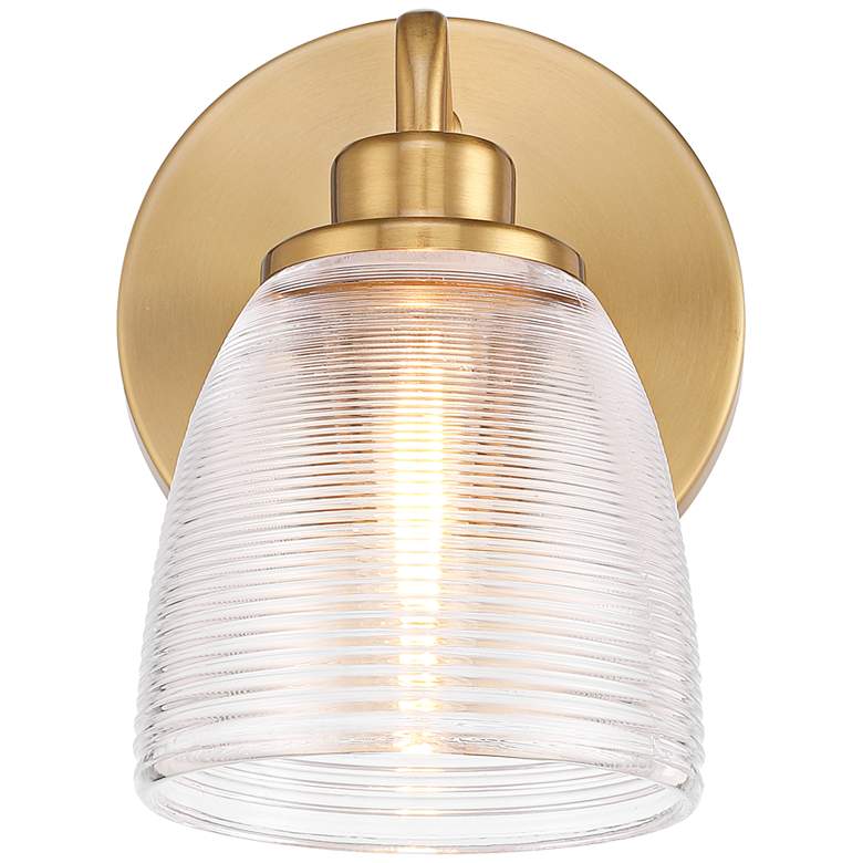 Image 4 Possini Euro Robyn 8 1/2 inch High Striped Glass and Gold Wall Sconce more views