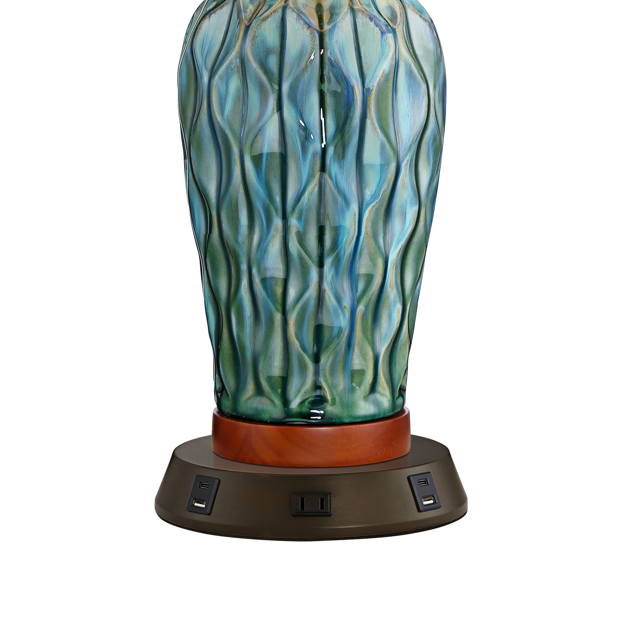Image 4 Possini Euro Rocco 30" Blue Ceramic Lamp with USB Workstation Base more views