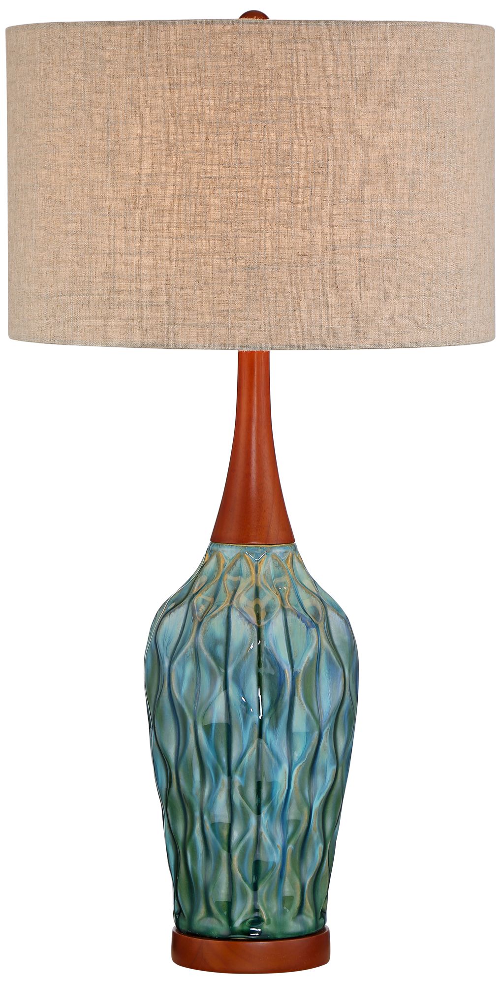 Image 3 Possini Euro Rocco 30" High Mid-Century Modern Blue Ceramic Table Lamp