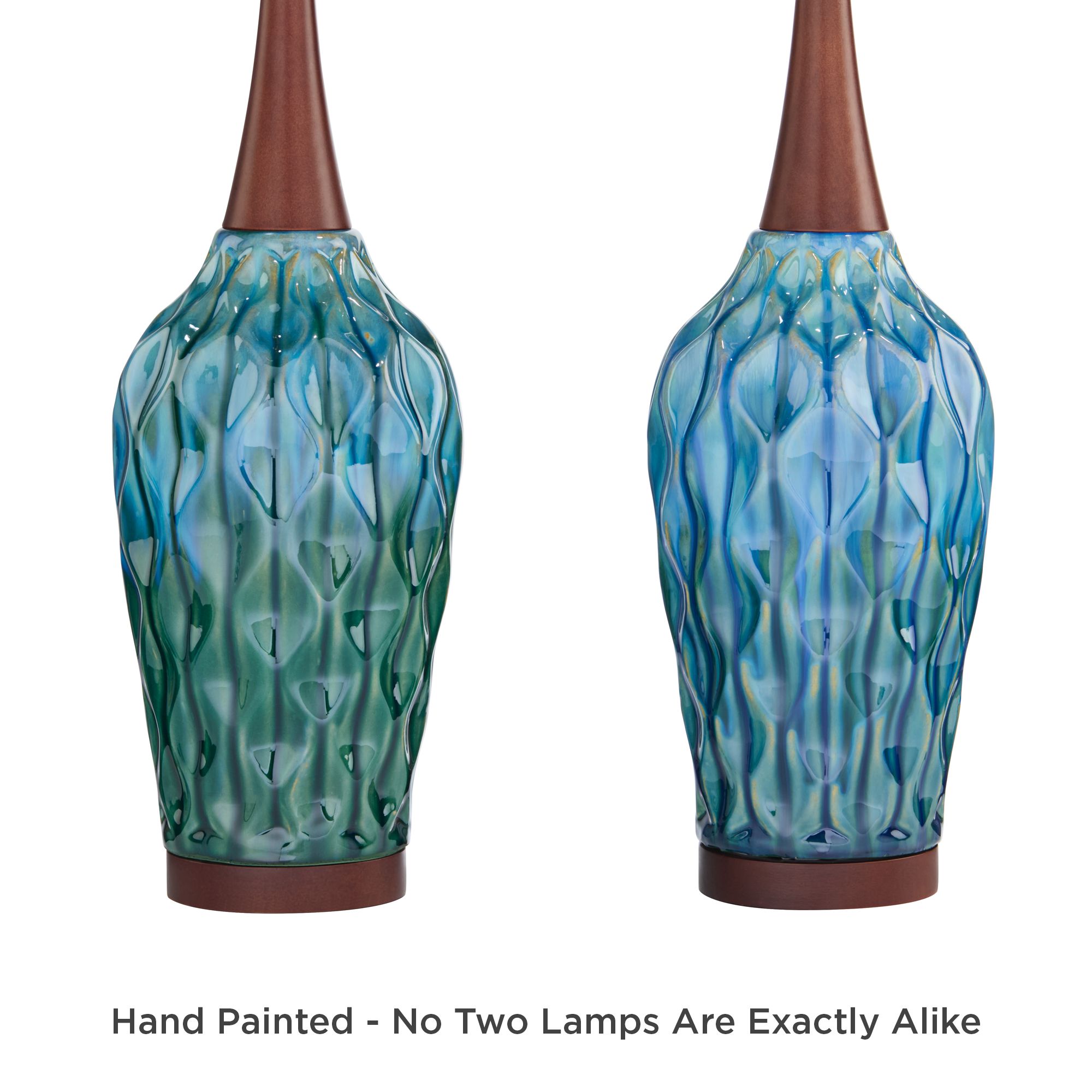 Image 7 Possini Euro Rocco 30" High Mid-Century Modern Blue Ceramic Table Lamp more views