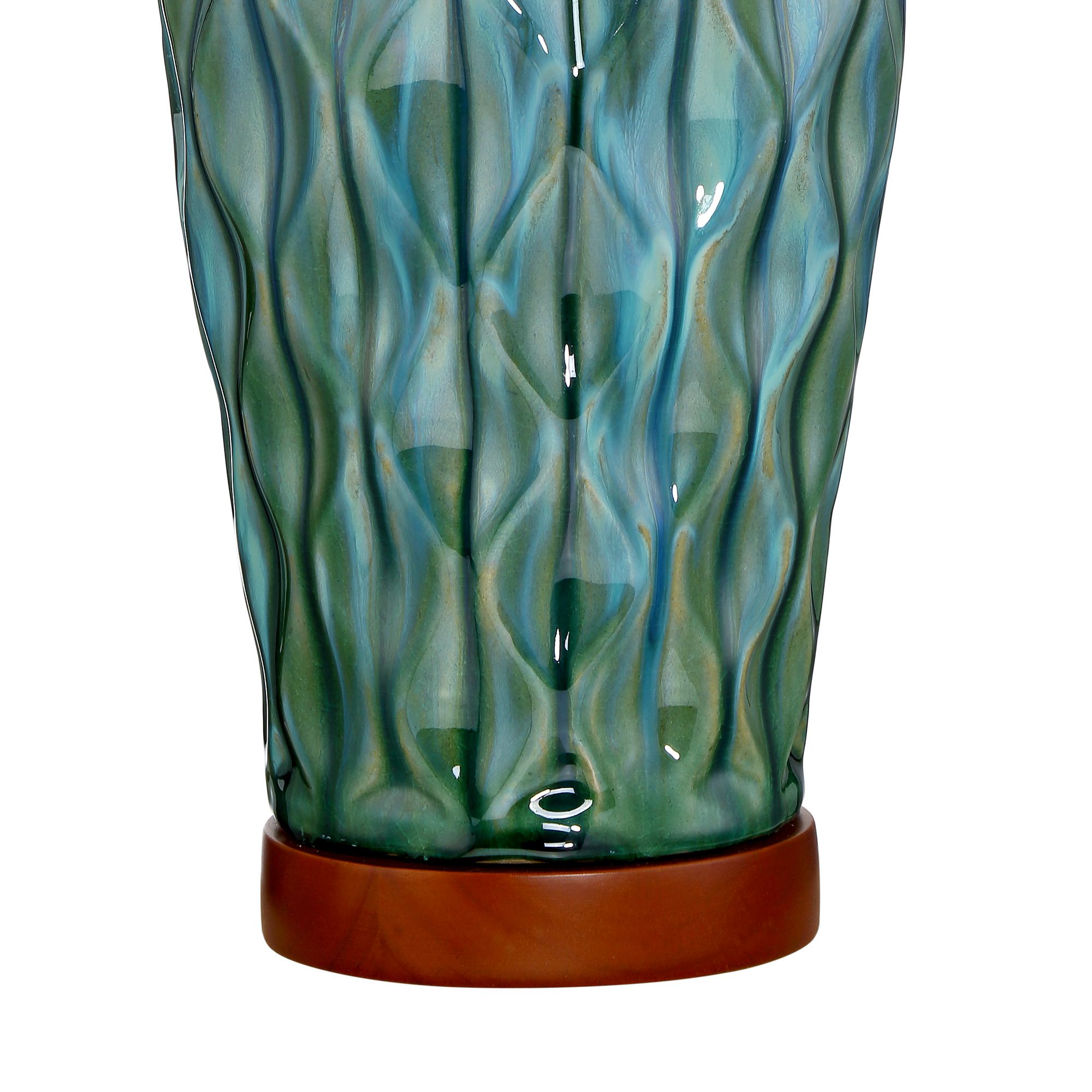 Possini Euro Rocco 30" High Mid-Century Modern Blue Ceramic Table Lamp in scene