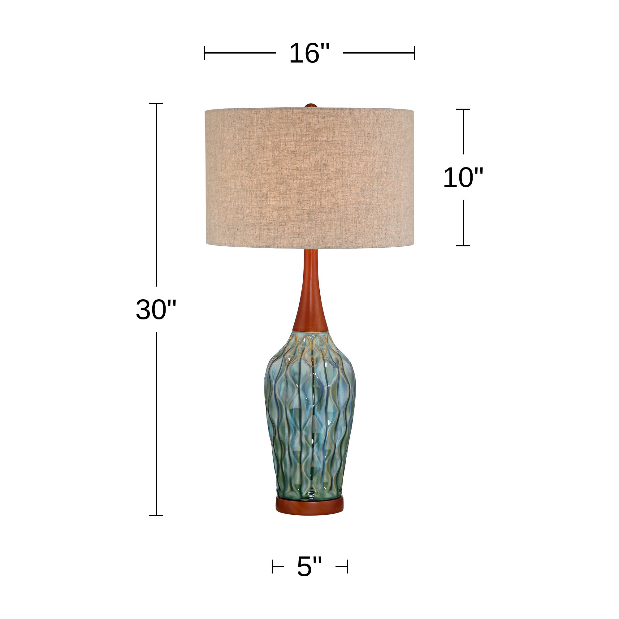 Possini Euro Rocco 30" High Mid-Century Modern Blue Ceramic Table Lamp in scene