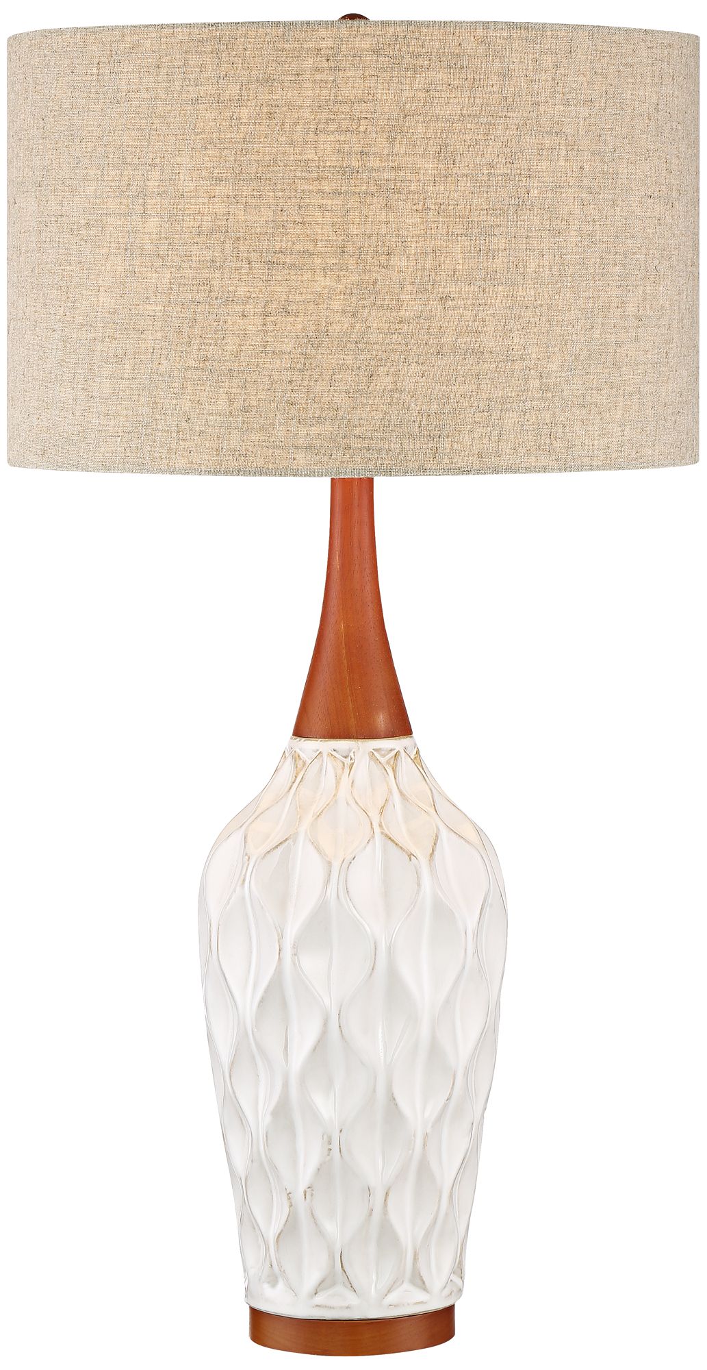 Image 3 Possini Euro Rocco 30" High White Ceramic Mid-Century Lamp with Dimmer