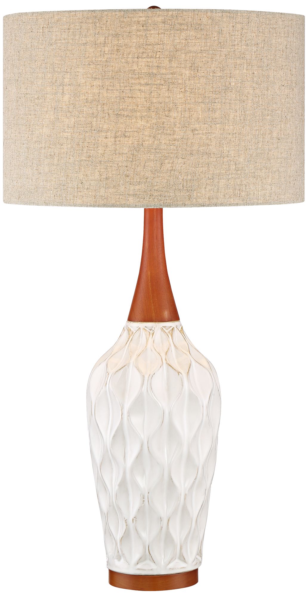 Possini Euro Rocco 30" Mid-Century Modern White Ceramic Table Lamp