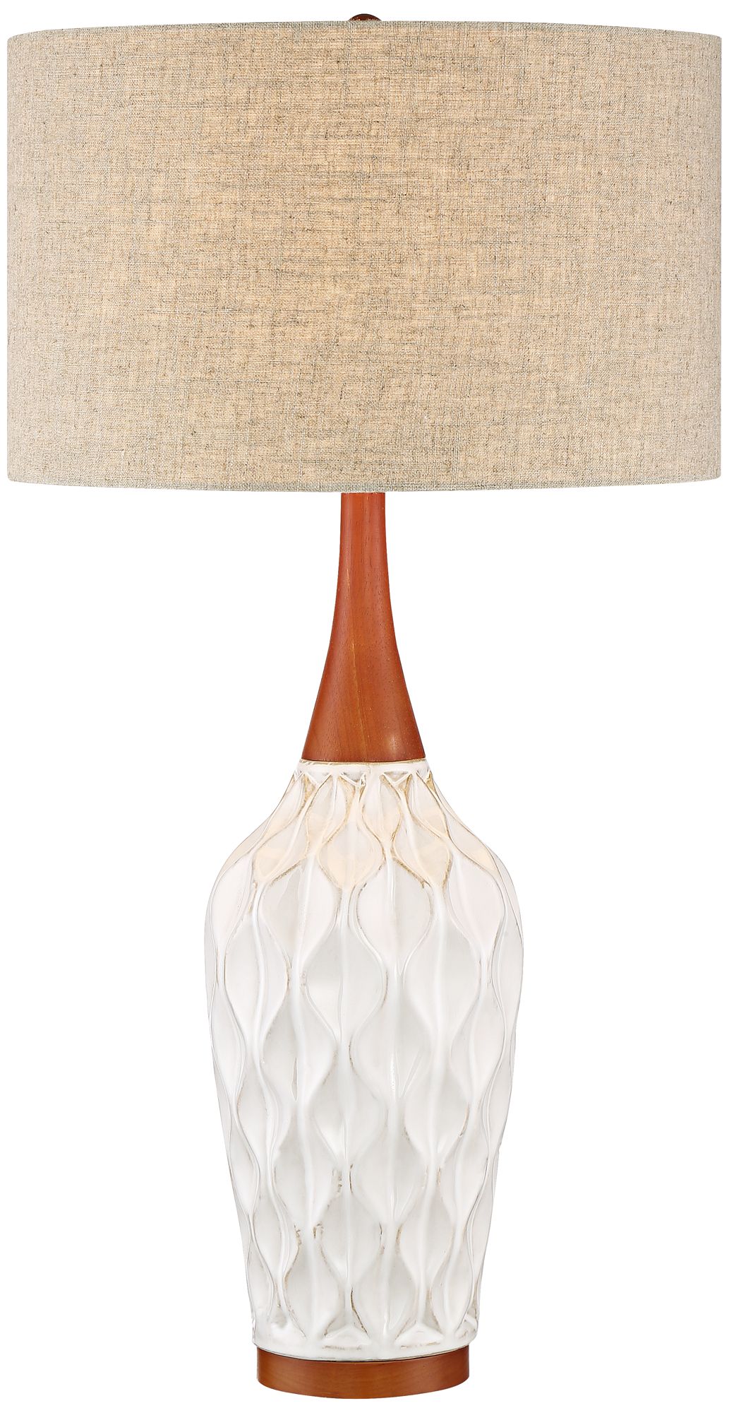 Possini Euro Rocco 30" White Ceramic Table Lamp with USB Dimmer