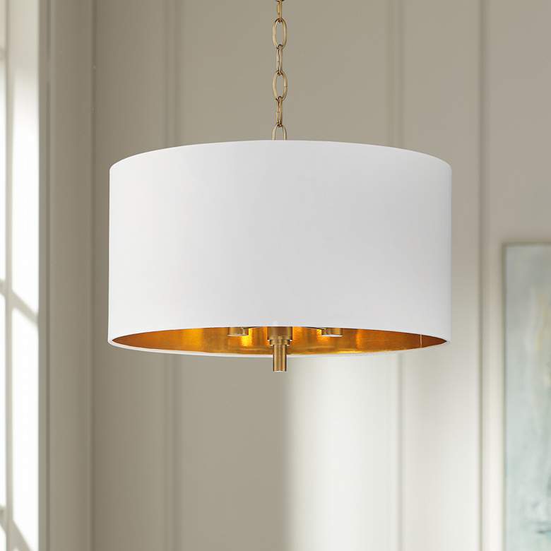 Image 1 Possini Euro Rochelle 20 inch Wide White Drum 4-Light Pendant Light