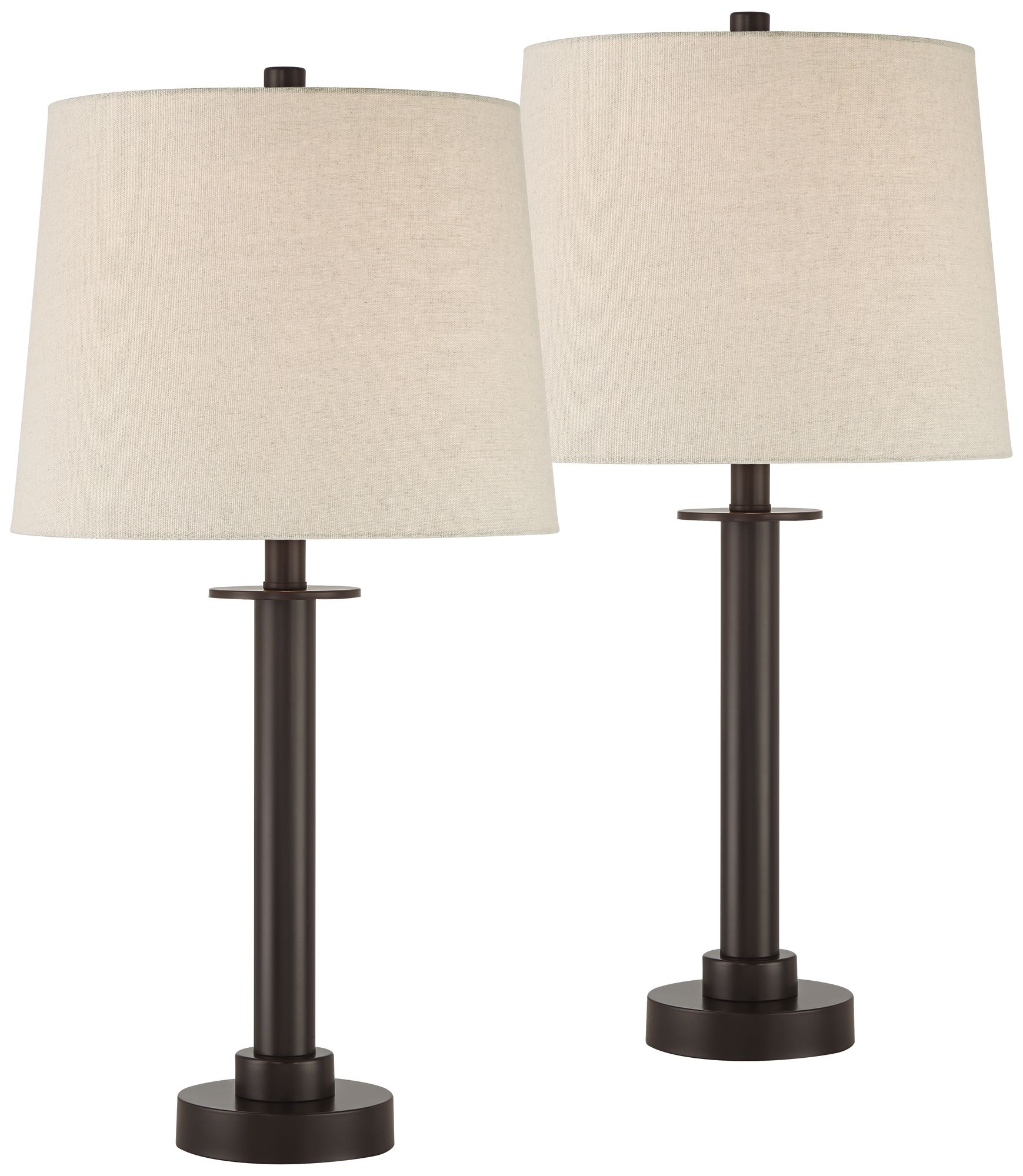 Image 2 Possini Euro Rockford 26" High Bronze USB Table Lamps Set of 2