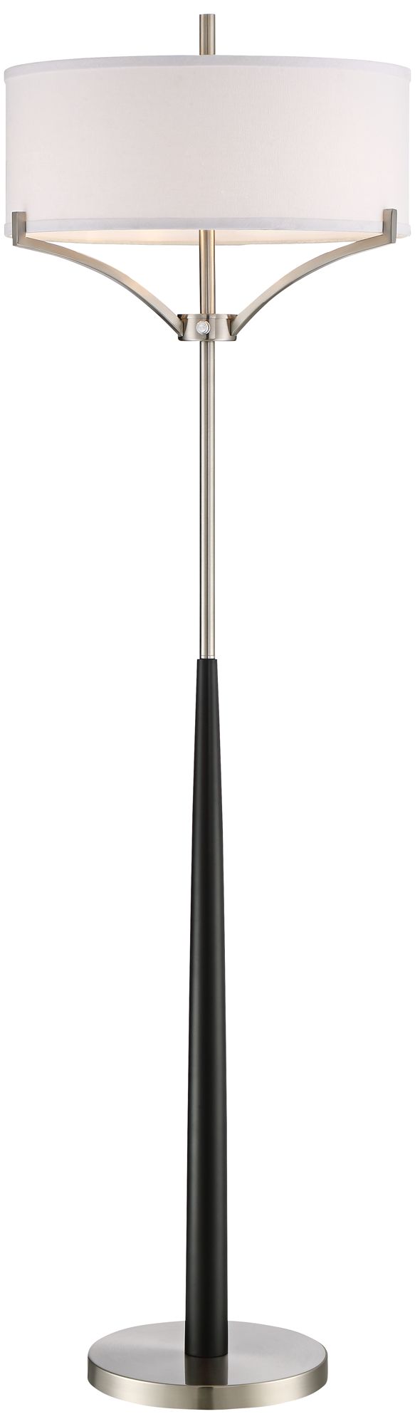 Image 3 Possini Euro Roland 62" Black Brushed Nickel Column 2-Light Floor Lamp