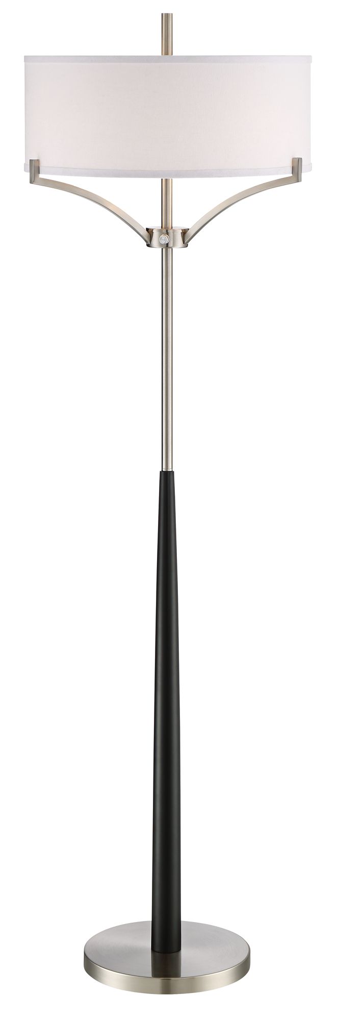 Possini Euro Roland 62" Black Brushed Nickel Column 2-Light Floor Lamp in scene