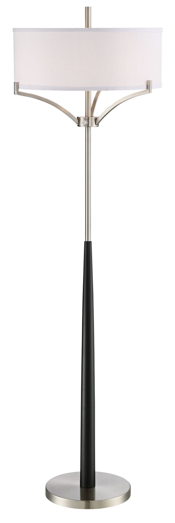 Image 7 Possini Euro Roland Black and Brushed Nickel 2-Light Floor Lamp with Riser more views