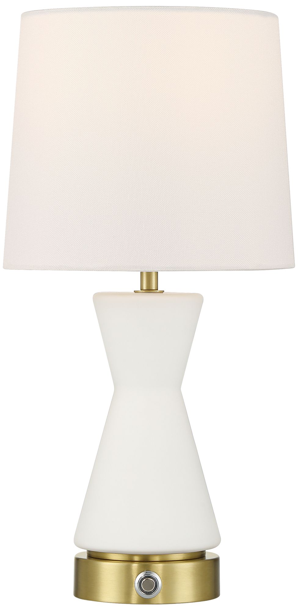 Image 3 Possini Euro Rommy 16"H White Glass Battery Powered Accent Table Lamp