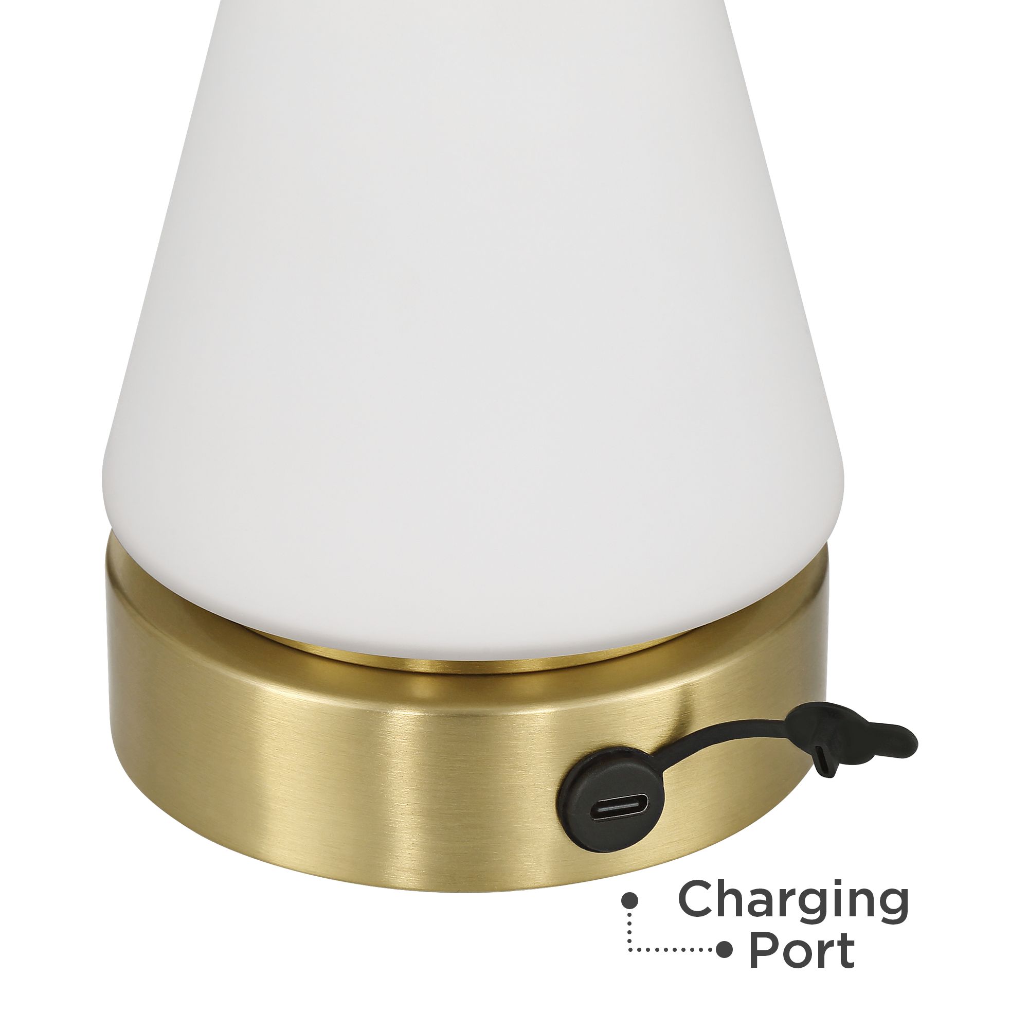 Possini Euro Rommy 16"H White Glass Battery Powered Accent Table Lamp in scene