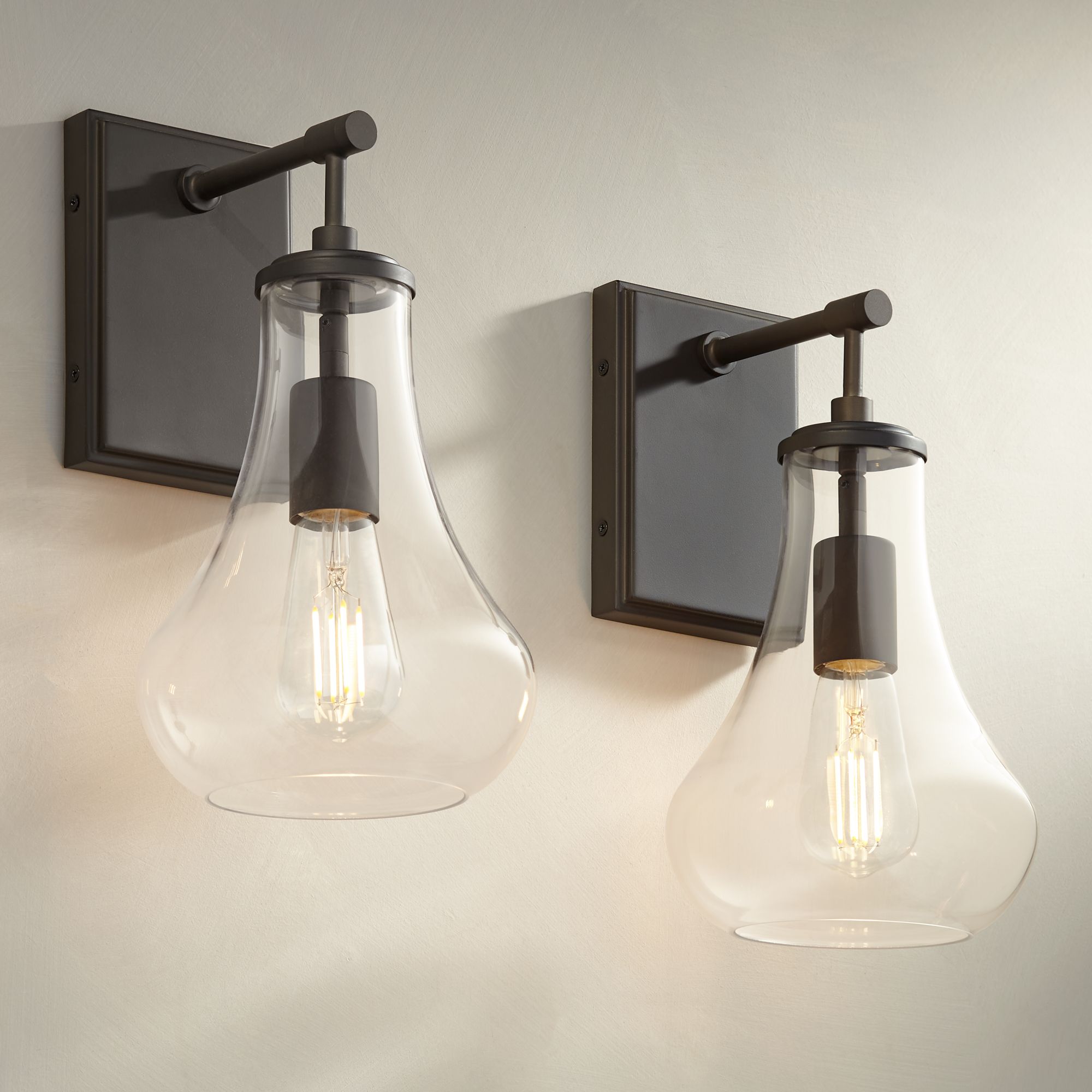 Image Possini Euro Roselle 12 3/4" High Plated Bronze Wall Sconce Set of 2