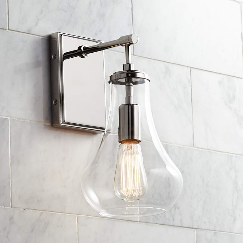 Image 1 Possini Euro Roselle 12 3/4" High Polished Nickel Wall Sconce