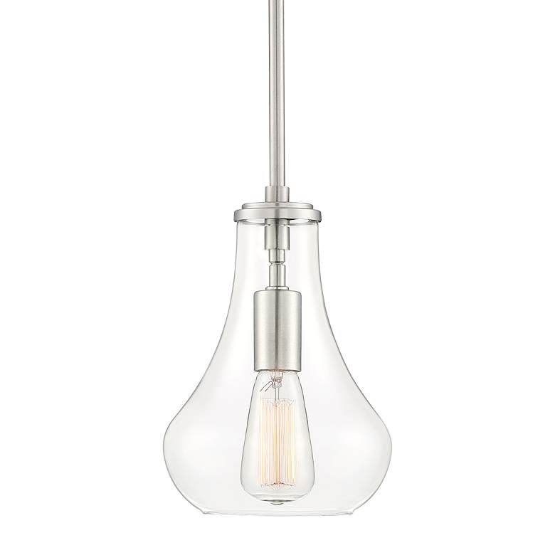 Image 2 Possini Euro Roselle 8 1/2 inch Wide Brushed Nickel and Glass Mini Pendant