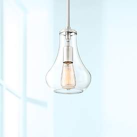 Image1 of Possini Euro Roselle 8 1/2" Wide Brushed Nickel and Glass Mini Pendant
