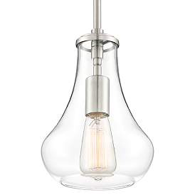 Image3 of Possini Euro Roselle 8 1/2" Wide Brushed Nickel and Glass Mini Pendant more views