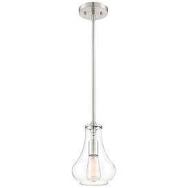 Image5 of Possini Euro Roselle 8 1/2" Wide Brushed Nickel and Glass Mini Pendant more views