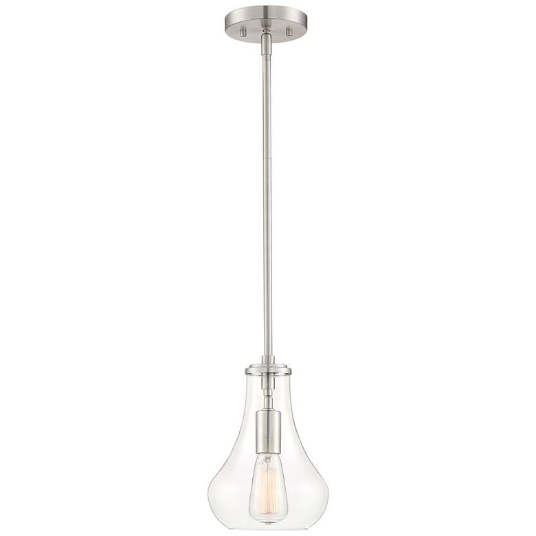 Image 6 Possini Euro Roselle 8 1/2" Wide Brushed Nickel and Glass Mini Pendant more views