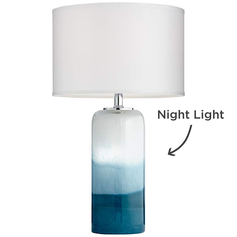 Image 7 Possini Euro Roxanne 25" Blue Art Glass Table Lamp with Night Light more views