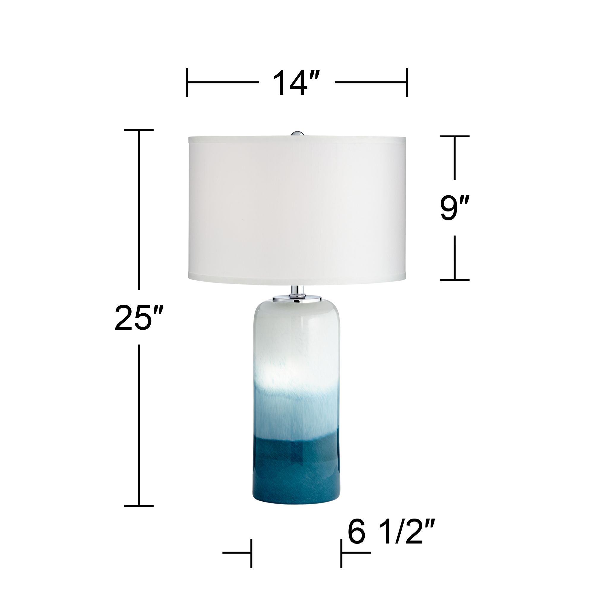 Possini Euro Roxanne 25" Blue Art Glass Table Lamp with Night Light