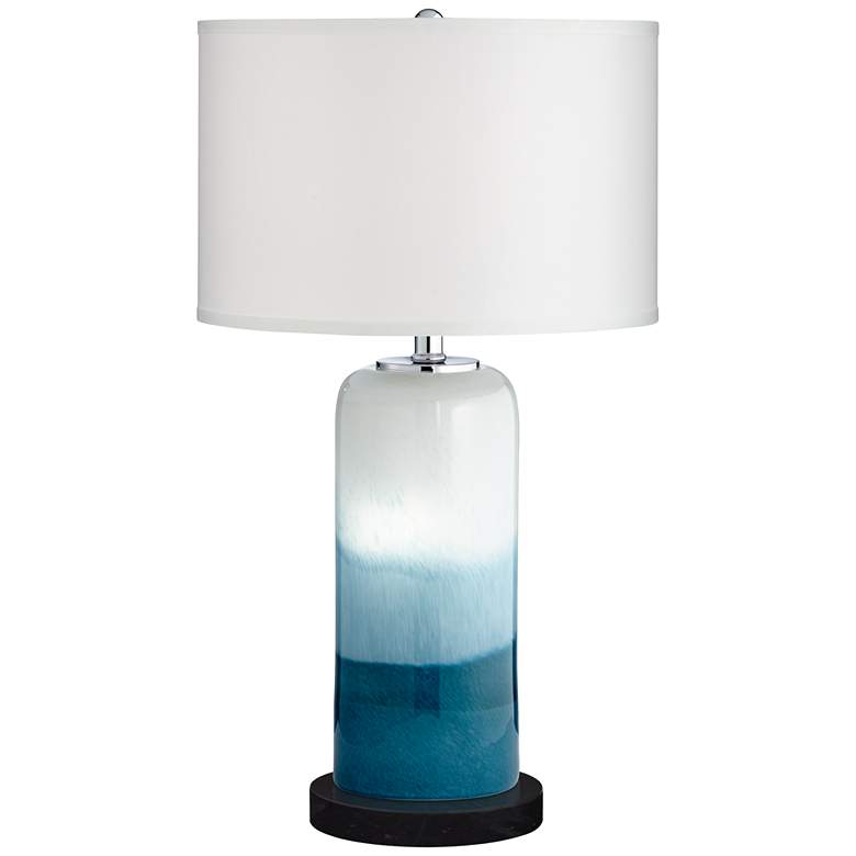 Image 1 Possini Euro Roxanne 25 inch Blue Night Light Lamp with Black Marble Riser