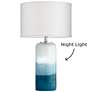 Possini Euro Roxanne 25" Blue Night Light Lamp with Black Marble Riser